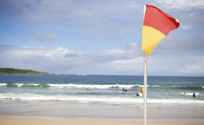 Beach flags.
